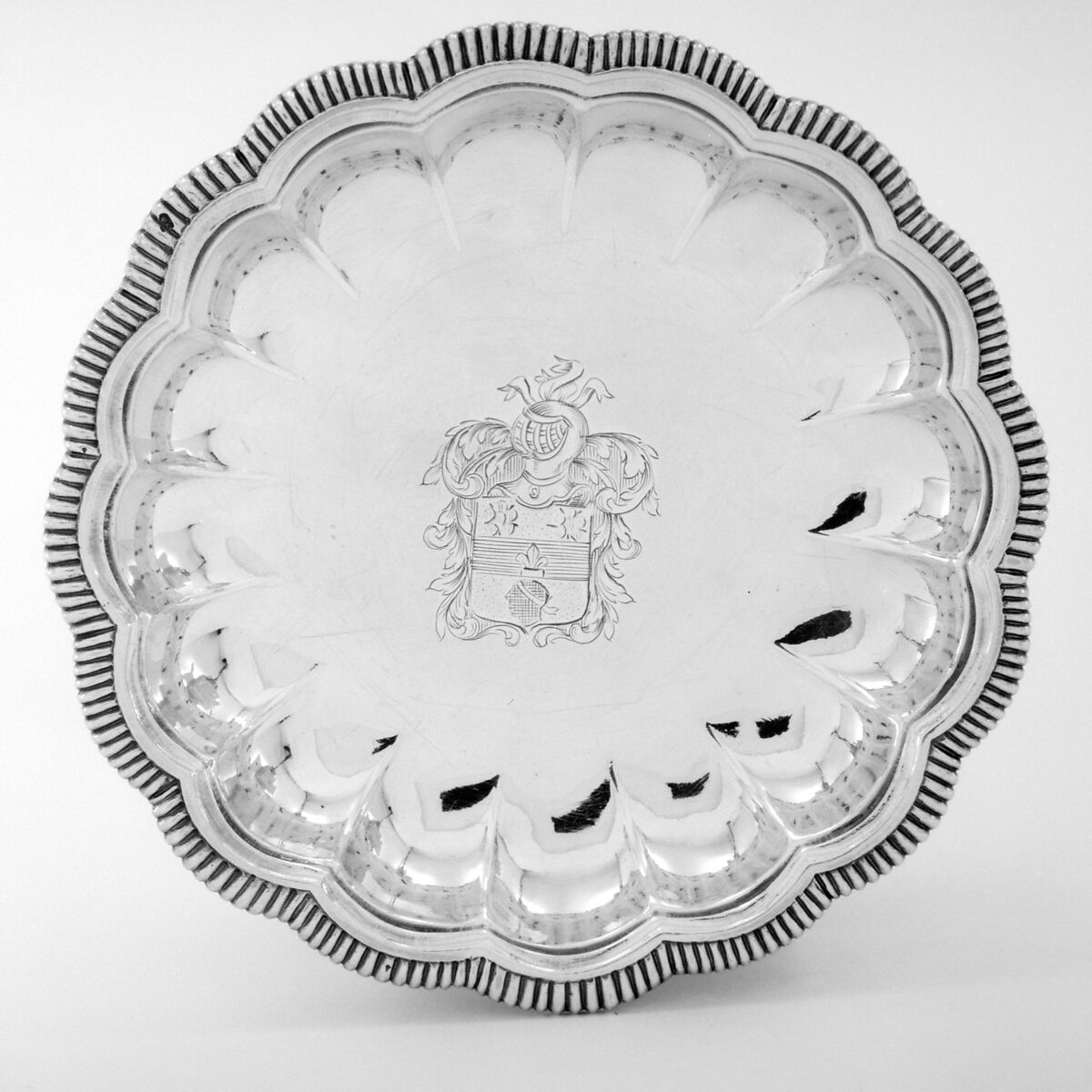 Dish (one of a pair), I D (British, mid-late 17th century), Silver, French, Paris 