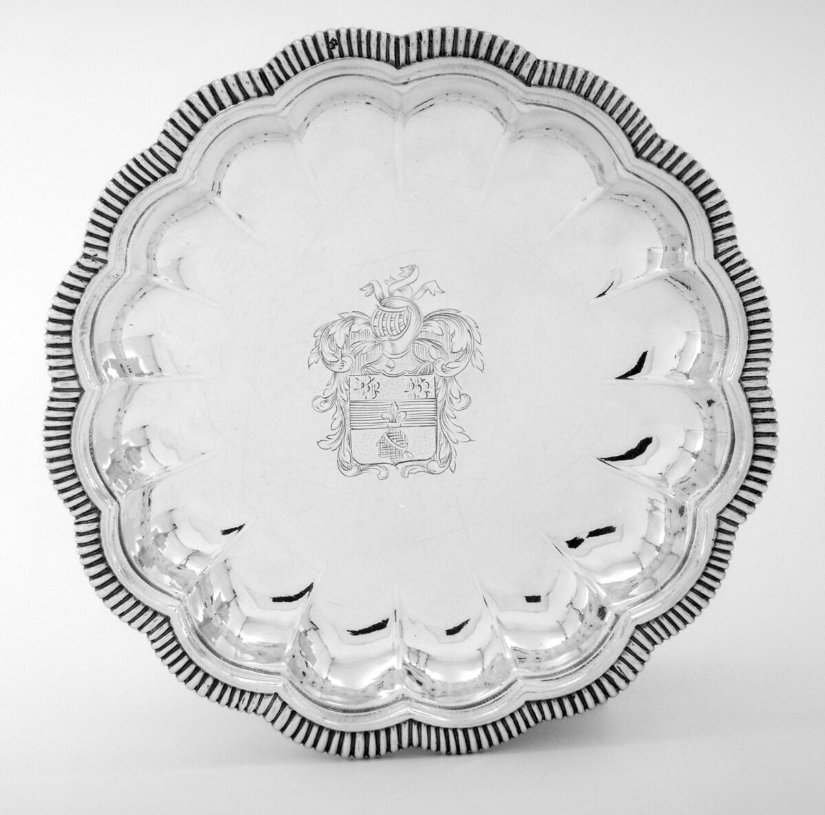 Dish (one of a pair), I D (British, mid-late 17th century), Silver, French, Paris 