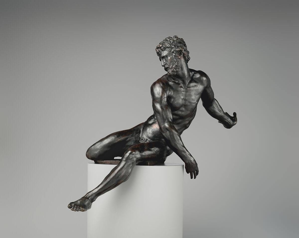 Seated male figure, Bronze, Central Italian 