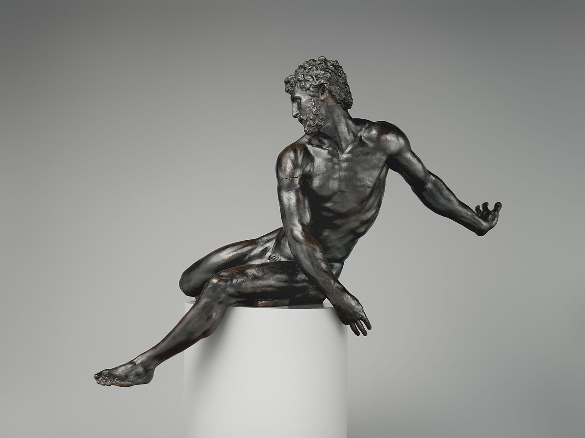 Seated male figure, Bronze, Central Italian