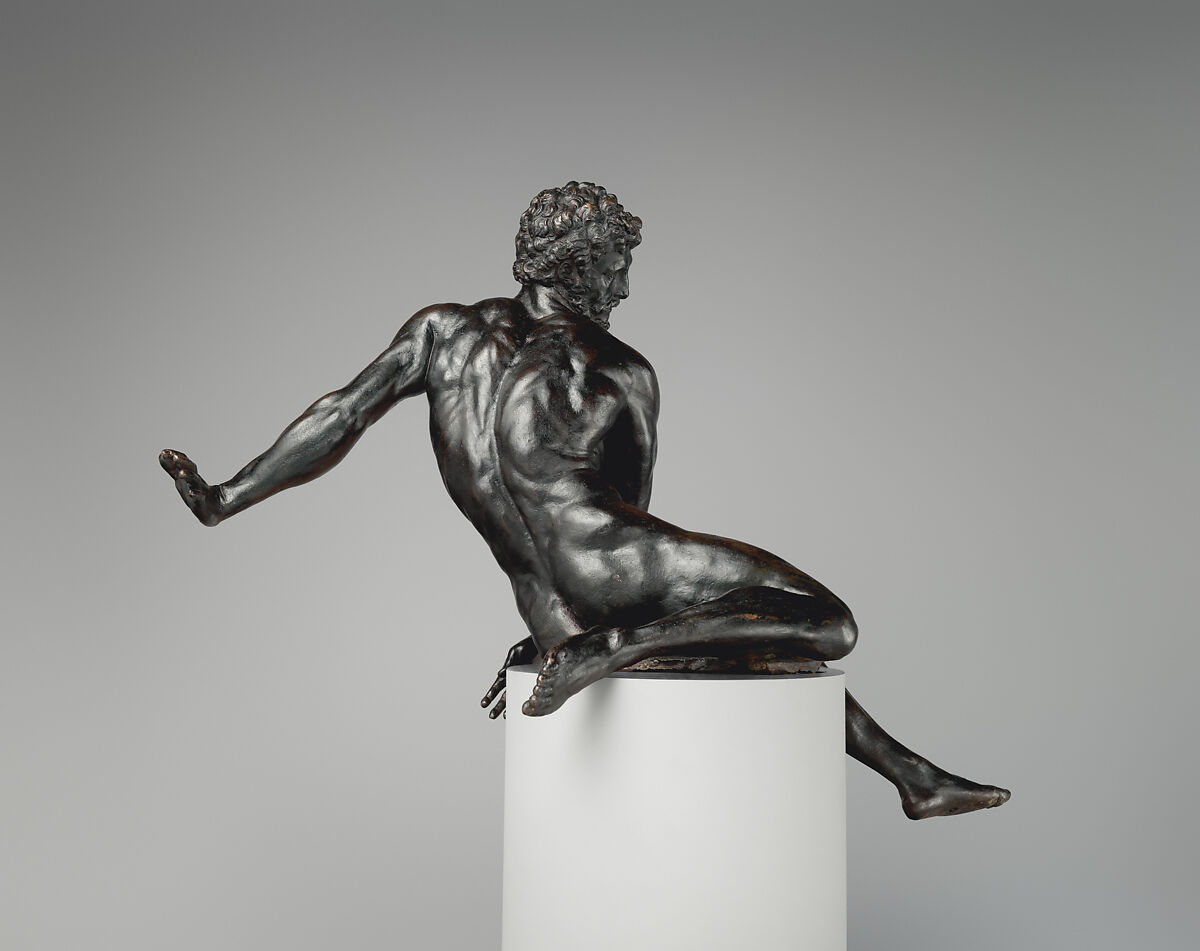 Seated male figure, Bronze, Central Italian