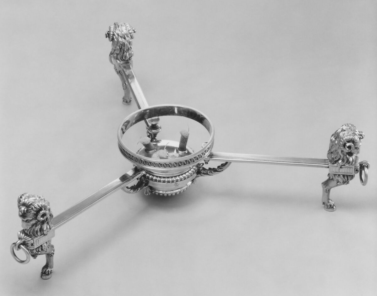 Tripod dish cross, James Crespell (active London, entered 1770), Silver, British, London 