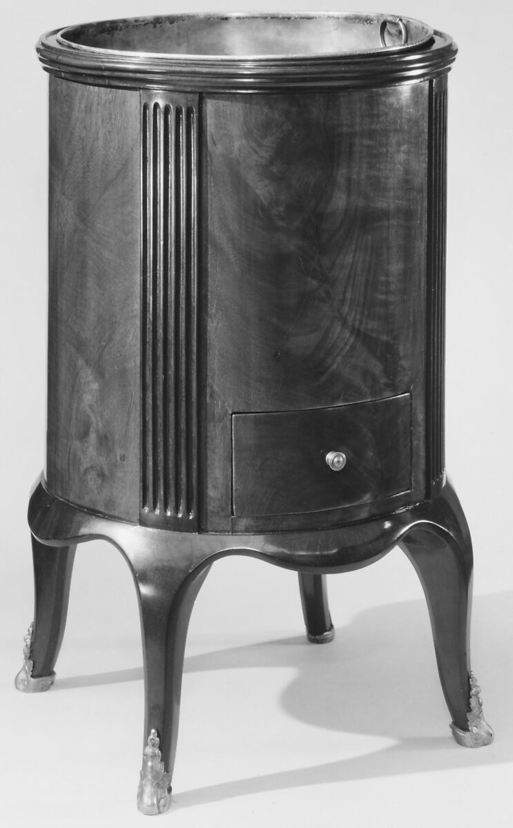 Wine cooler, Joseph Gegenbach, called Canabas (French, Alsace ca. 1715–1797 Venice), Oak veneered with mahogany; gilt bronze, tinned copper liner, French, Paris 