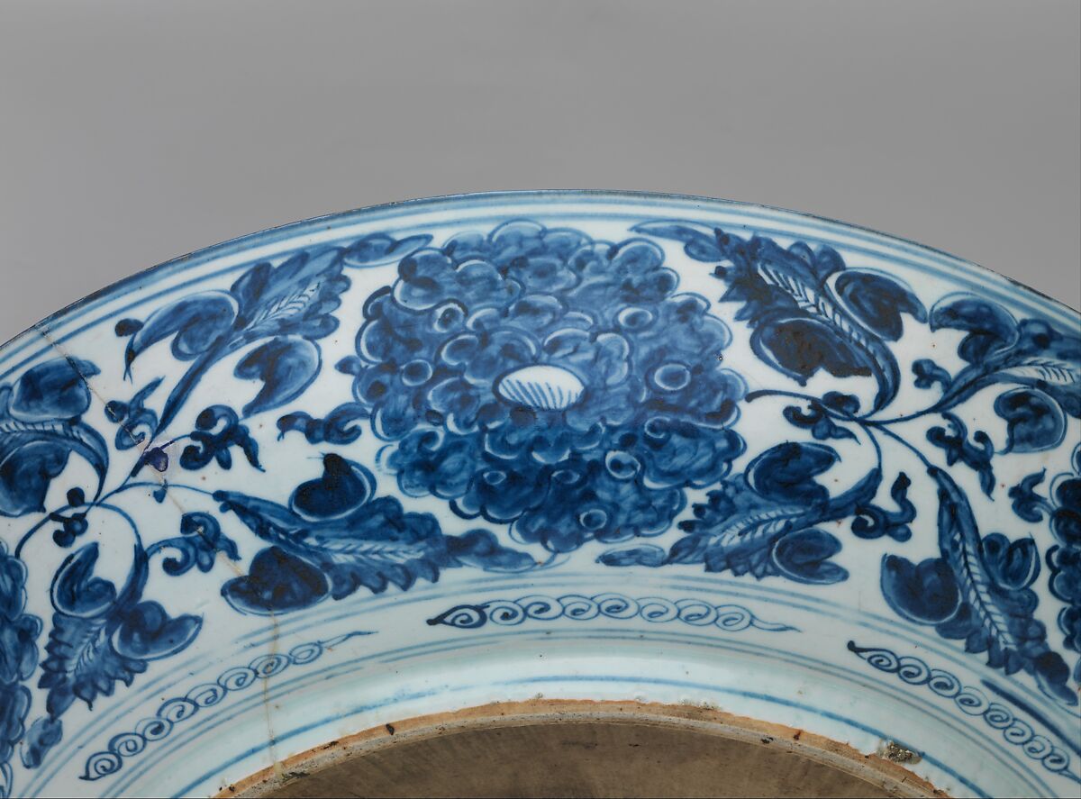 Dish with IHS monogram, armillary sphere, and Portuguese royal arms, Hard-paste porcelain with underglaze cobalt blue decoration (Jingdezhen ware), Chinese, for Portuguese market