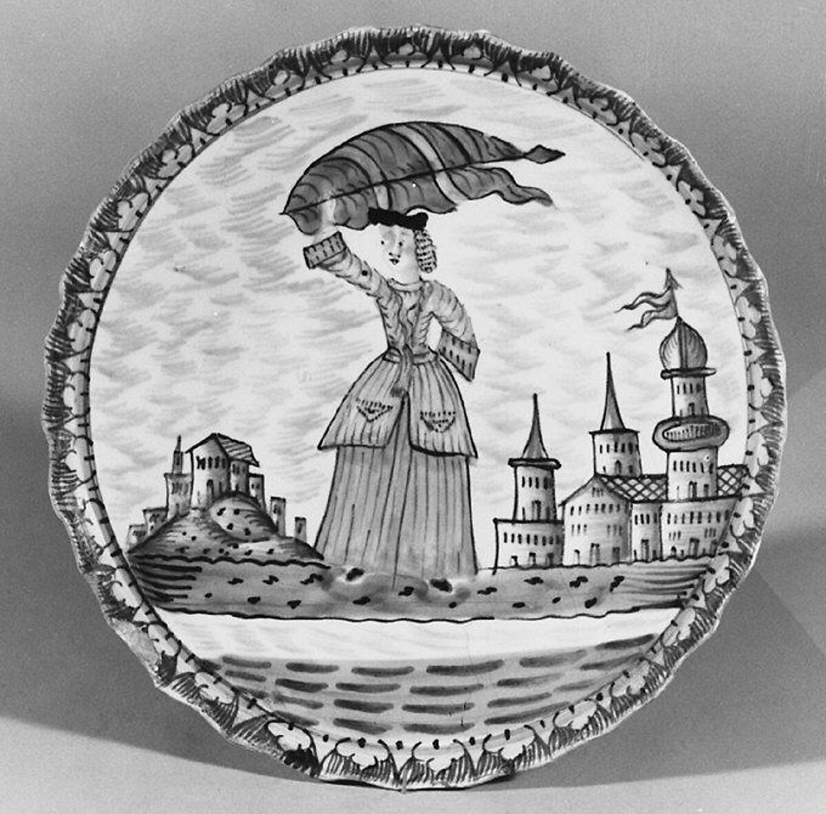 Saucer (one of a pair), Tin-glazed earthenware, European 