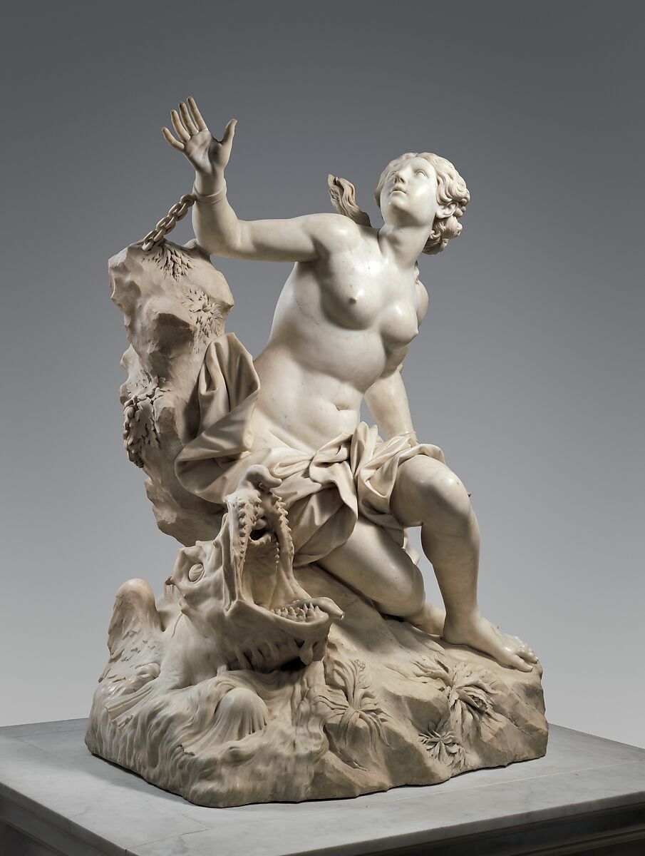 Andromeda and the Sea Monster, Domenico Guidi (Italian, 1625–1701), Marble, Italian, Rome