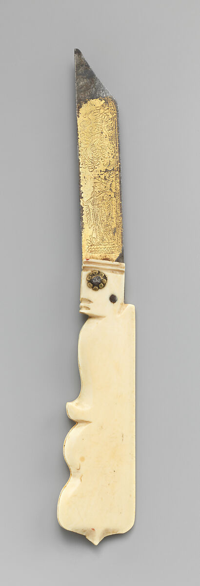 Folding Knife, Steel, partly gilded; ivory, probably Italian