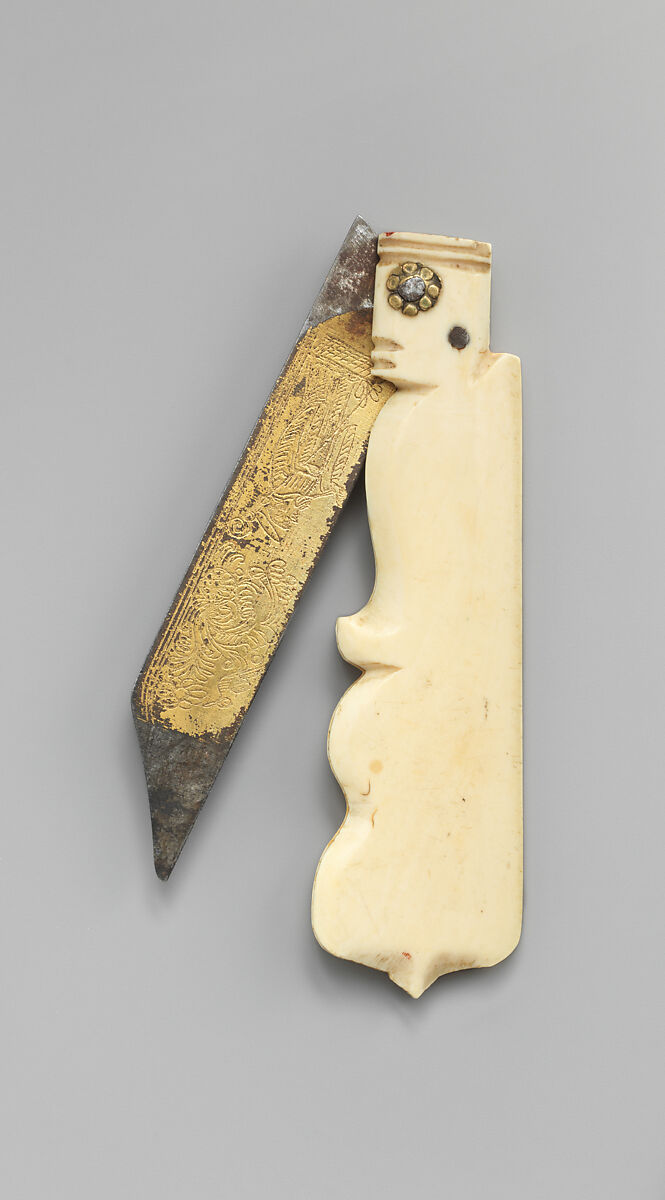 Folding Knife, Steel, partly gilded; ivory, probably Italian 