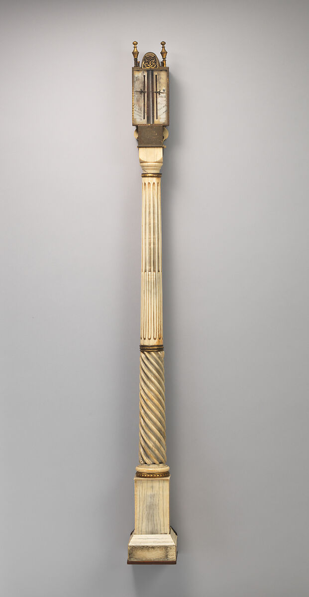 Pillar barometer, S. Mancel, Brass, glass, silver, ivory, oak; mercury, Dutch, Rotterdam 