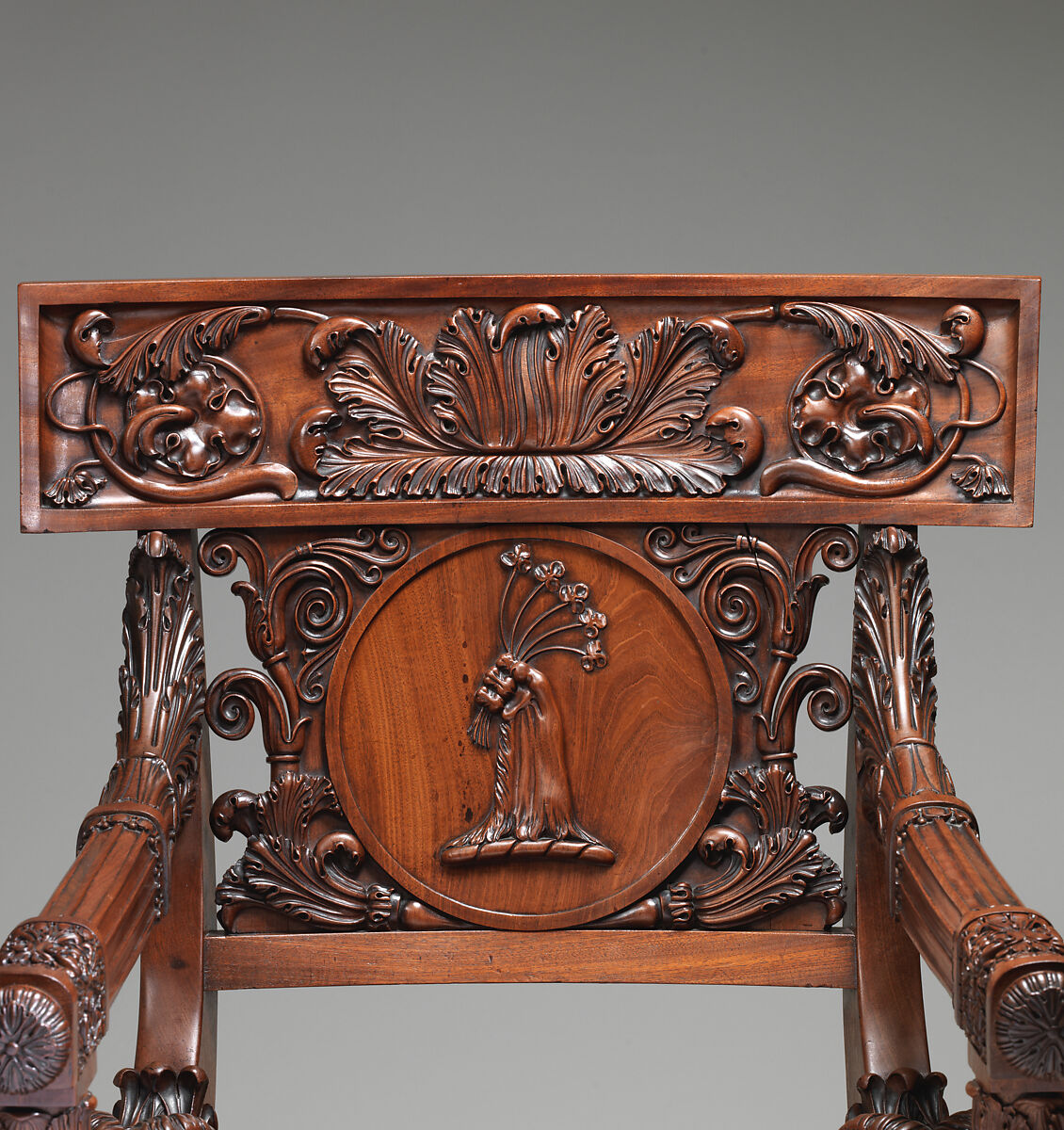 Armchair (part of a set), Charles Dixwell, Mahogany, leopard-skin upholstery original to the chair, British