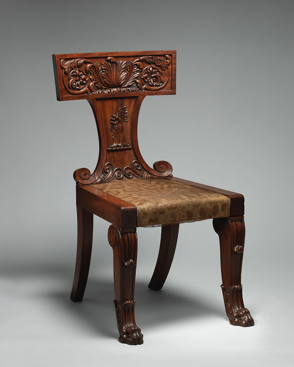 Side chair (part of a set), Attributed to Thomas Hope (British (born Holland), Amsterdam 1769–1831 London), Mahogany, British 