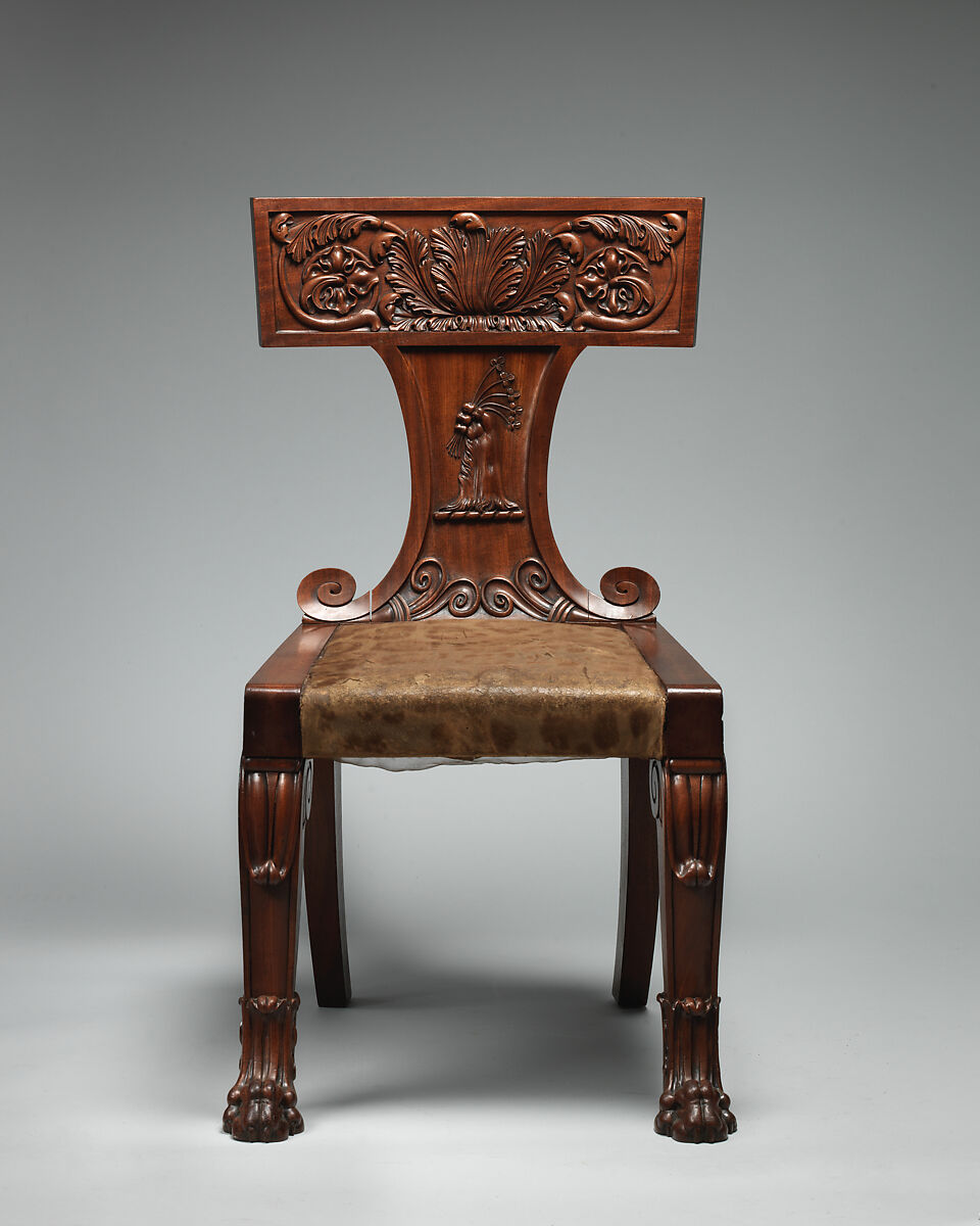 Side chair (part of a set), Attributed to Thomas Hope (British (born Holland), Amsterdam 1769–1831 London), Mahogany, British