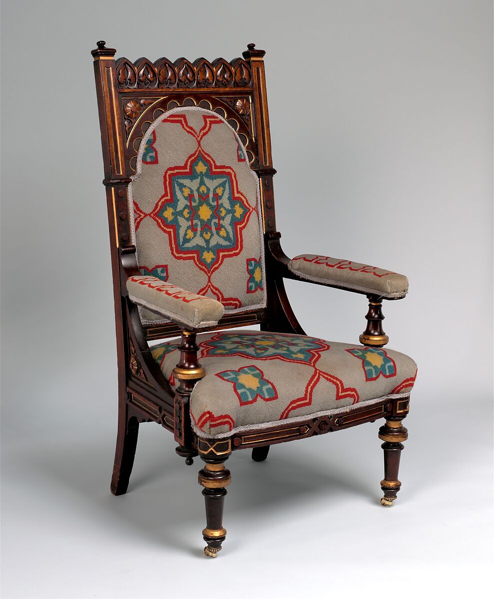 Chair, Designed by Henry Fernbach (ca. 1829–1883), Walnut and oak, American 