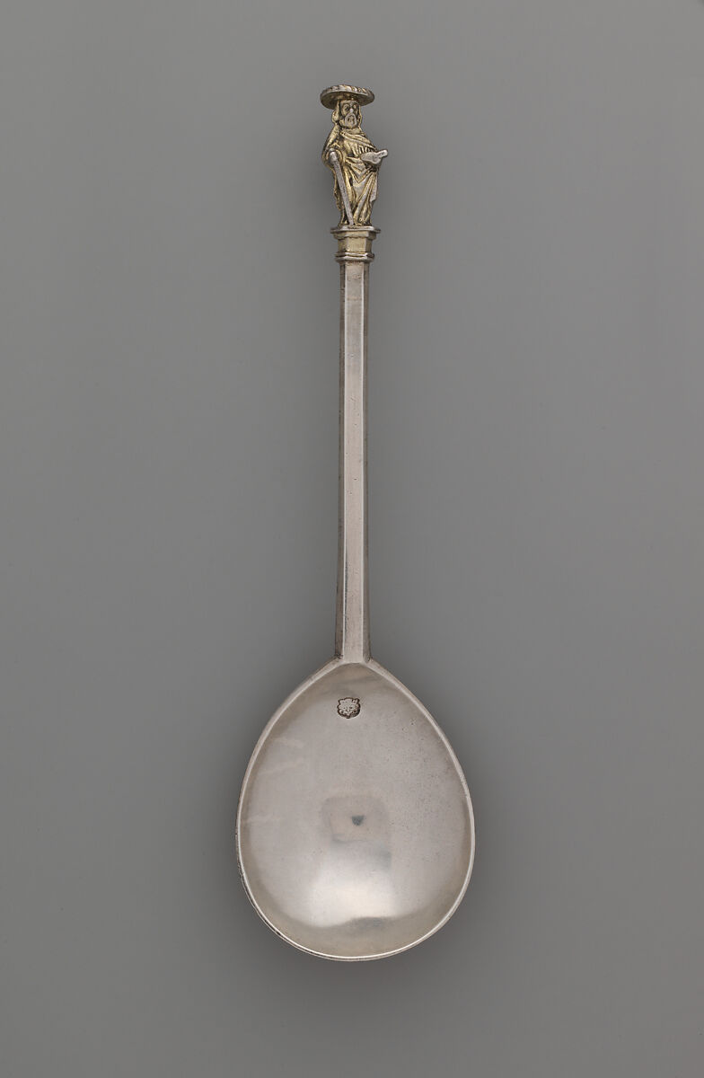 Apostle spoon: St. Philip, William Cawdell (British, 1560–1625), Silver, partly gilded, British, London 