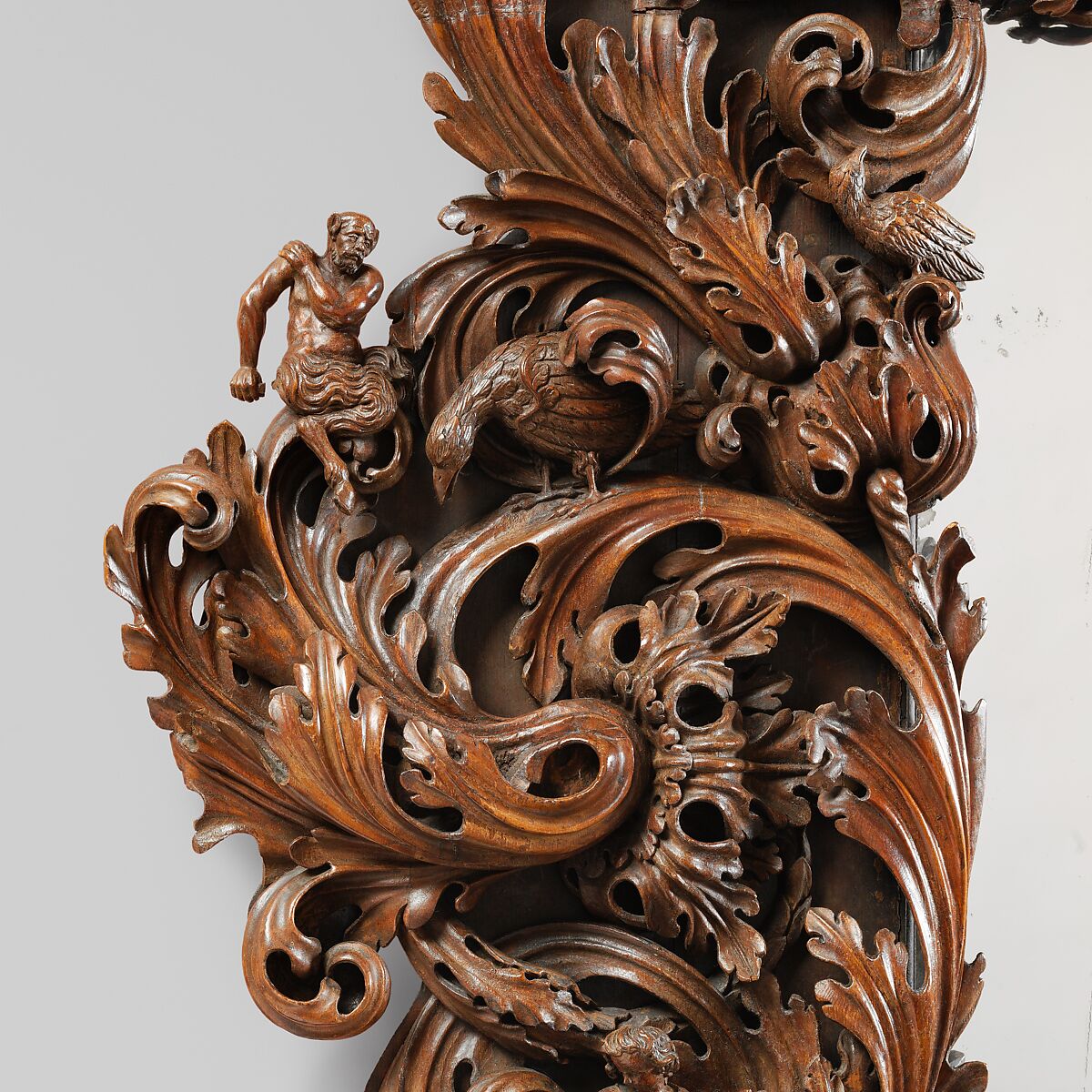 Mirror, Dark-stained pine; replaced mirror glass, German, Danzig (Gdansk)