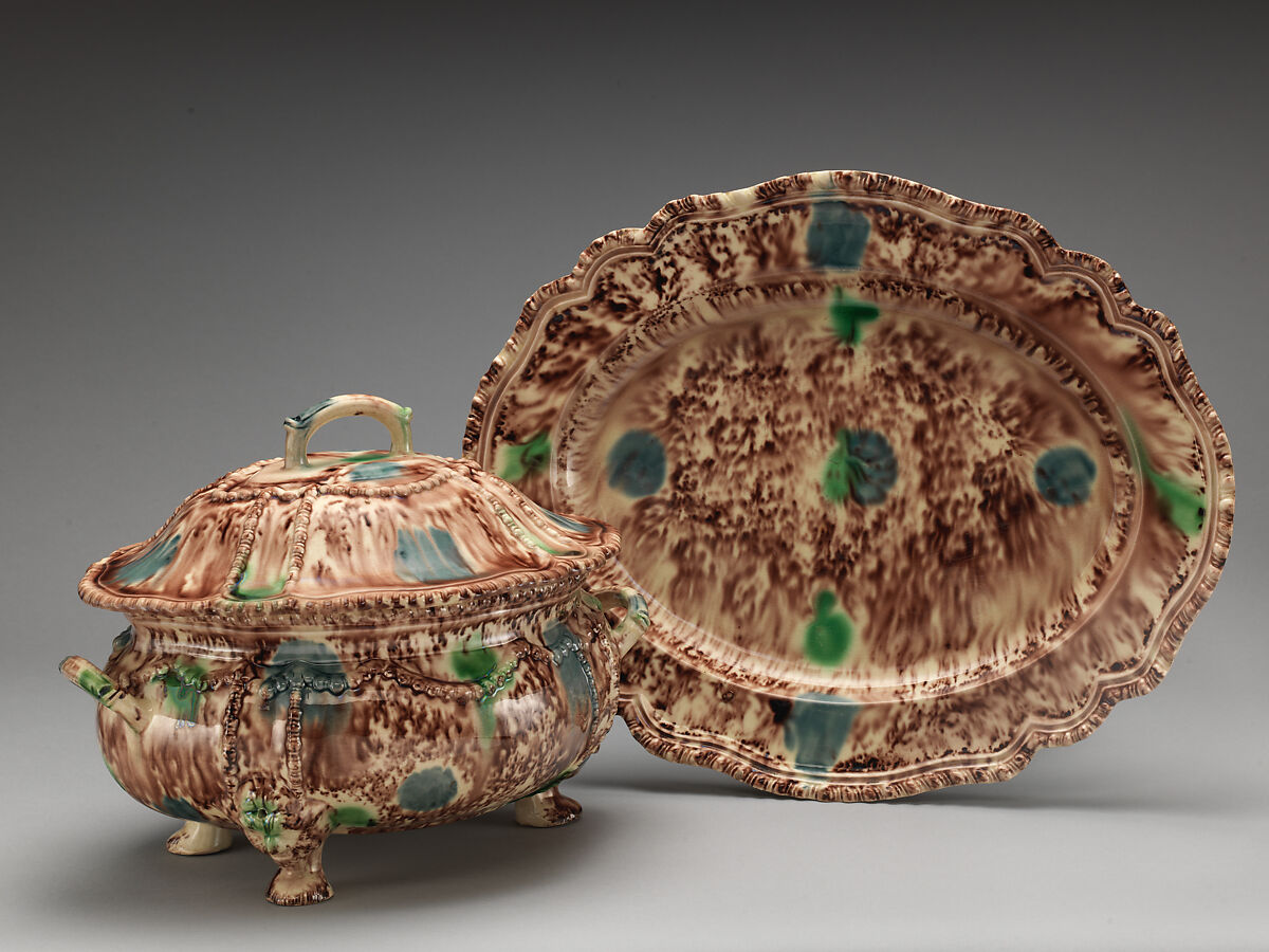 Tureen with cover, Thomas Whieldon factory, Stoke-on-Trent, Fenton Vivian, Staffordshire, Tortoiseshell ware, British, Staffordshire