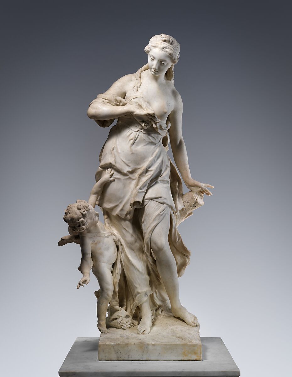 La Crainte des Traits de l'Amour, Jean-Louis Lemoyne (French, 1665–1755), Marble, French, Paris 