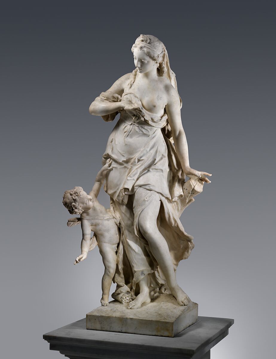 La Crainte des Traits de l'Amour, Jean-Louis Lemoyne (French, 1665–1755), Marble, French, Paris