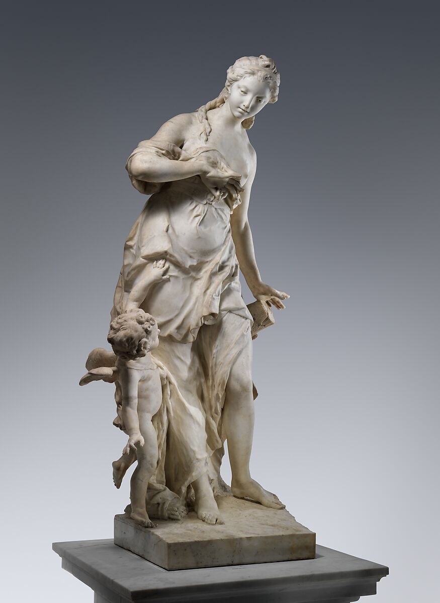 La Crainte des Traits de l'Amour, Jean-Louis Lemoyne (French, 1665–1755), Marble, French, Paris