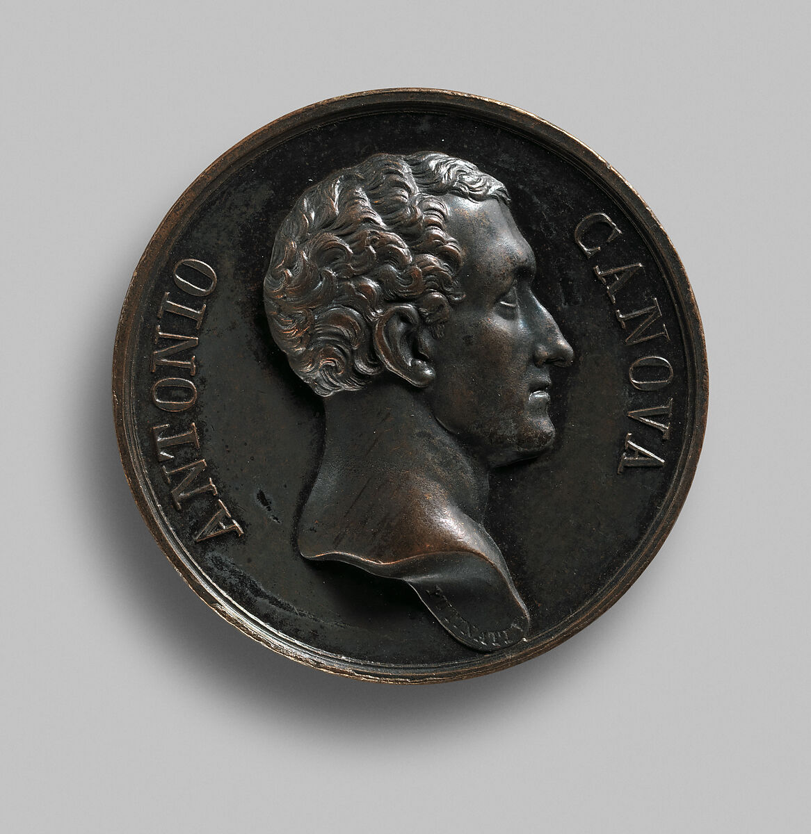 Portrait of Antonio Canova (1757–1822), Medalist: Francesco Putinati (Italian, Milan or Verona ca. 1775–1848 Milan), Bronze, Italian, Milan 