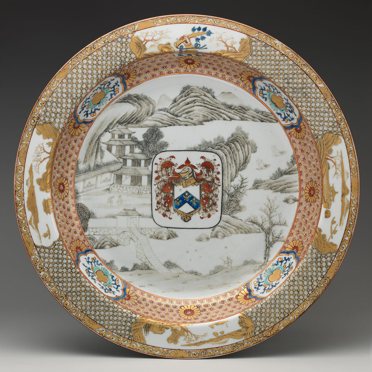 Plate, Hard-paste porcelain, Chinese, for British market 