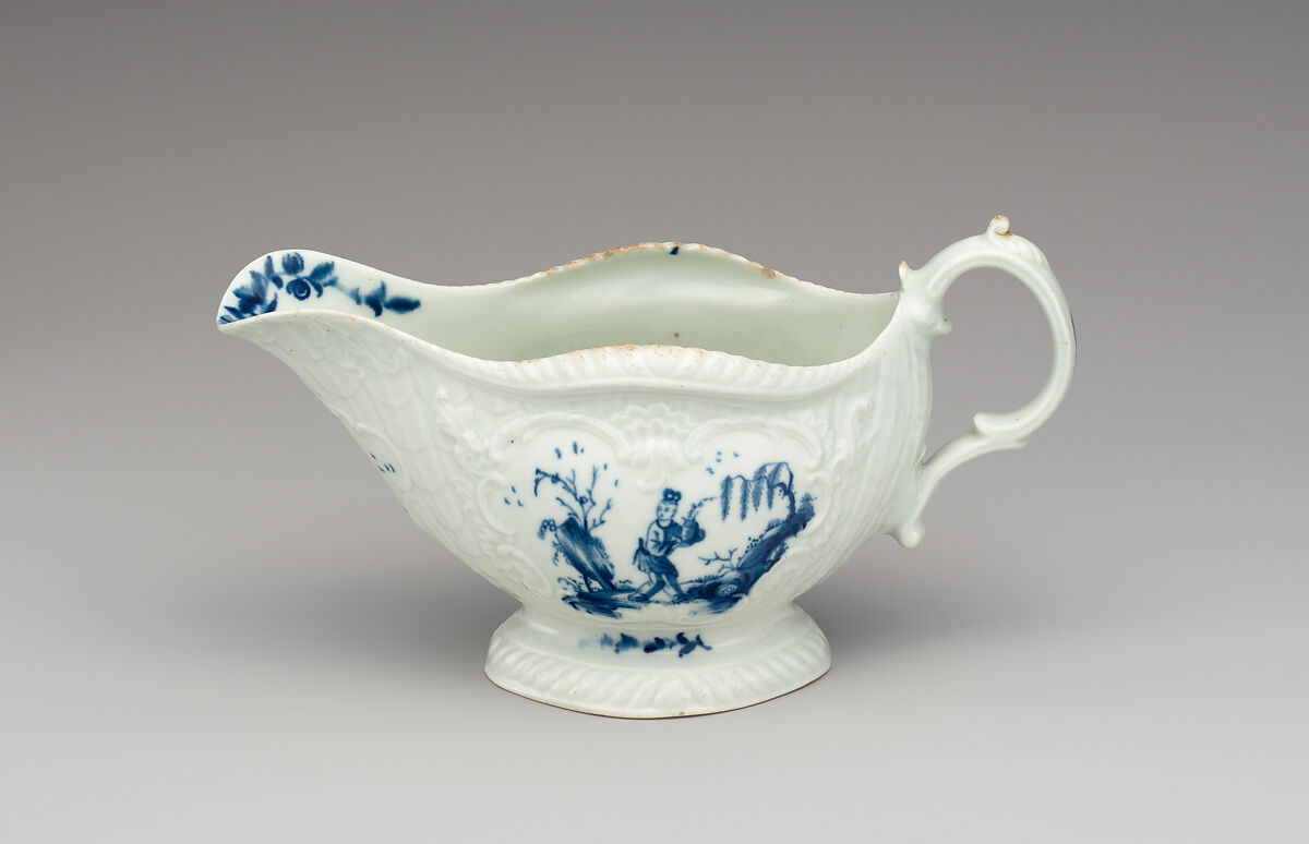 Sauceboat, Worcester factory (British, 1751–2008), Soft-paste porcelain, British, Worcester 