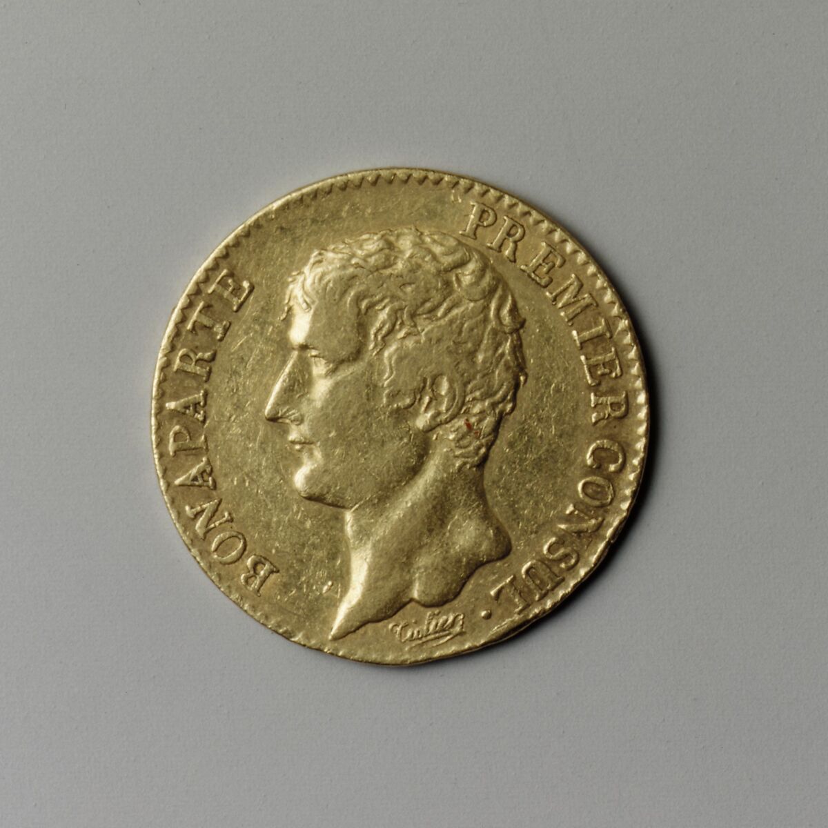 20-franc piece, year 12A, First Consul, Medalist: Nicholas-Pierre Tiolier (French, Paris 1784–1843 Paris), Gold, French 