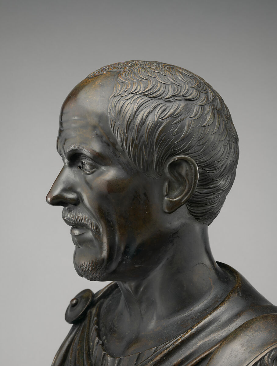 Bust of a Roman, Bronze, partially oil-gilt, Italian