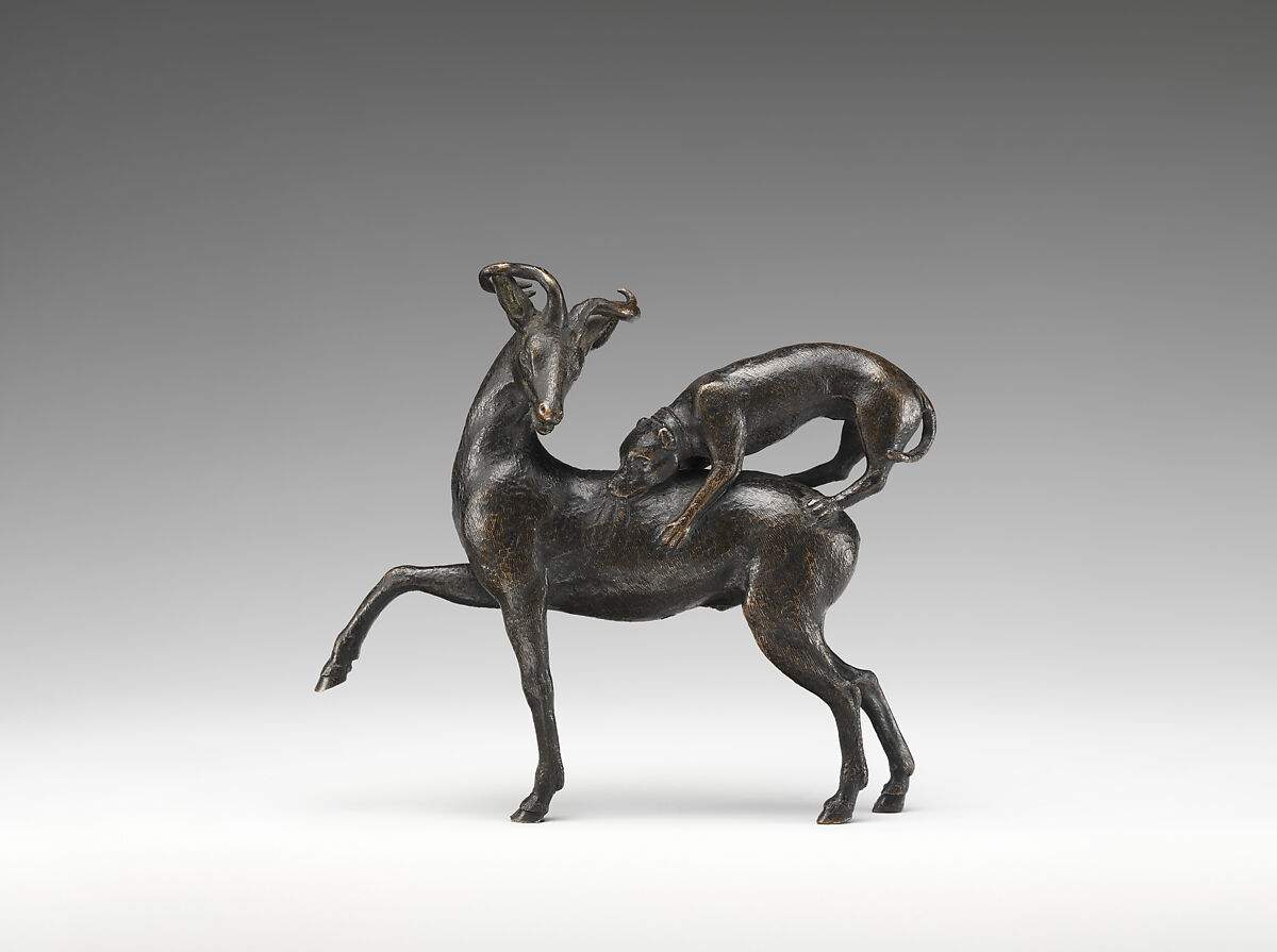 Roebuck attacked by hound, Bronze, Italian, Rome 