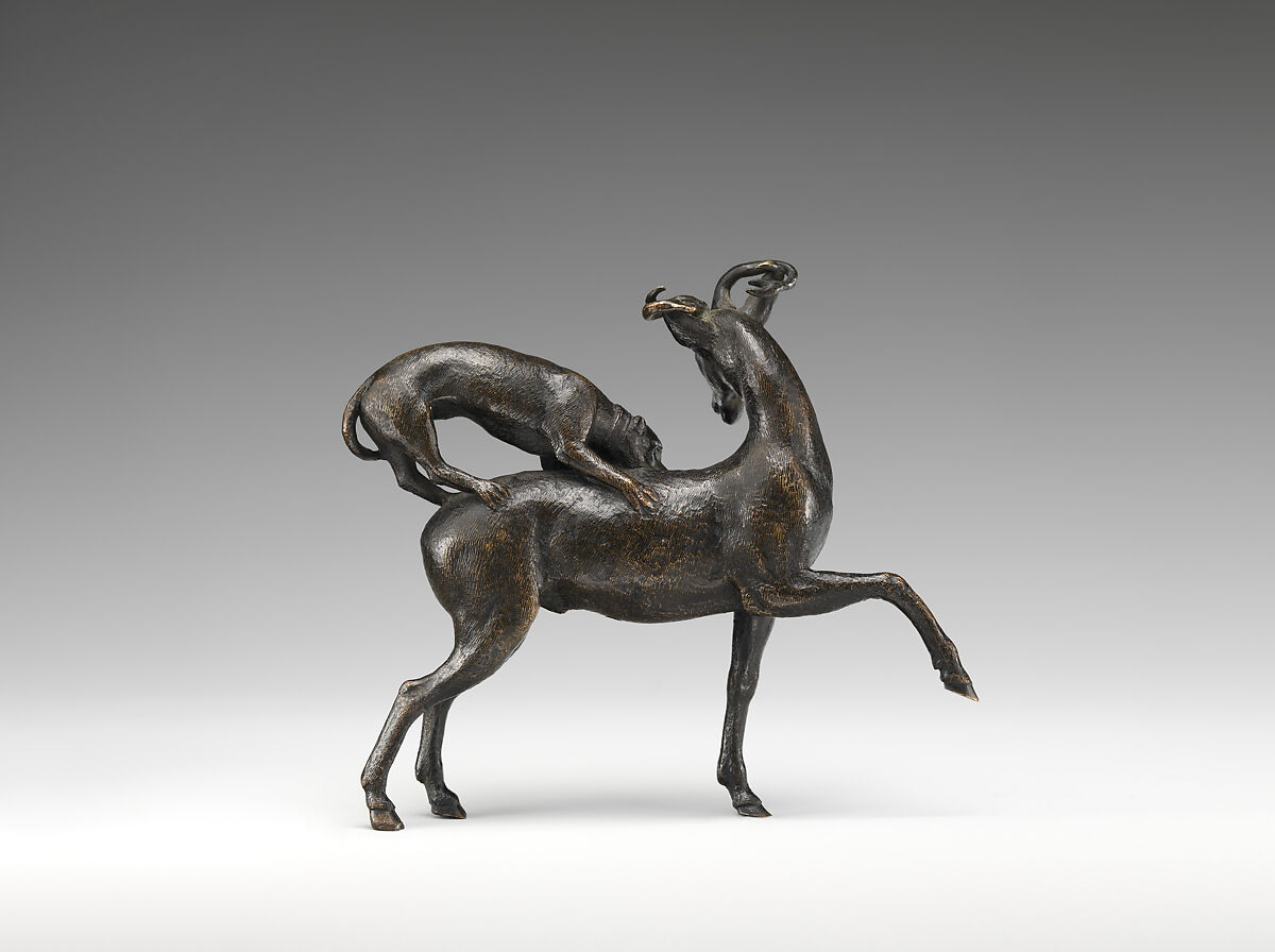 Roebuck attacked by hound, Bronze, Italian, Rome