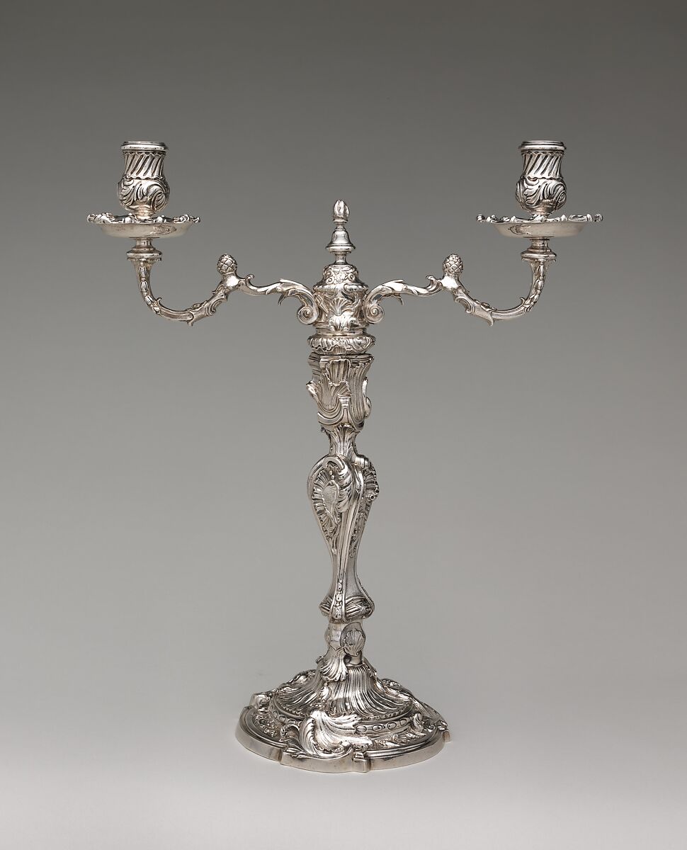 Candelabrum (one of a pair), David Willaume II (British, 1693–1761), Silver, British, London 