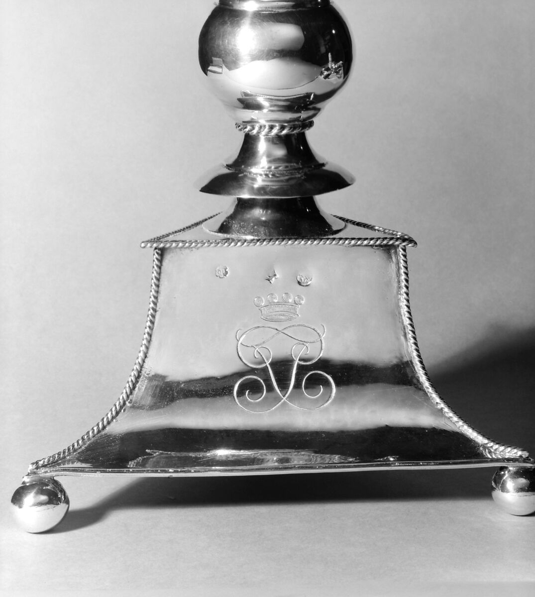 Candlestick (one of a set of six), of base: I. O. (probably), York (ca. 1681–1682), Silver, British, London and York