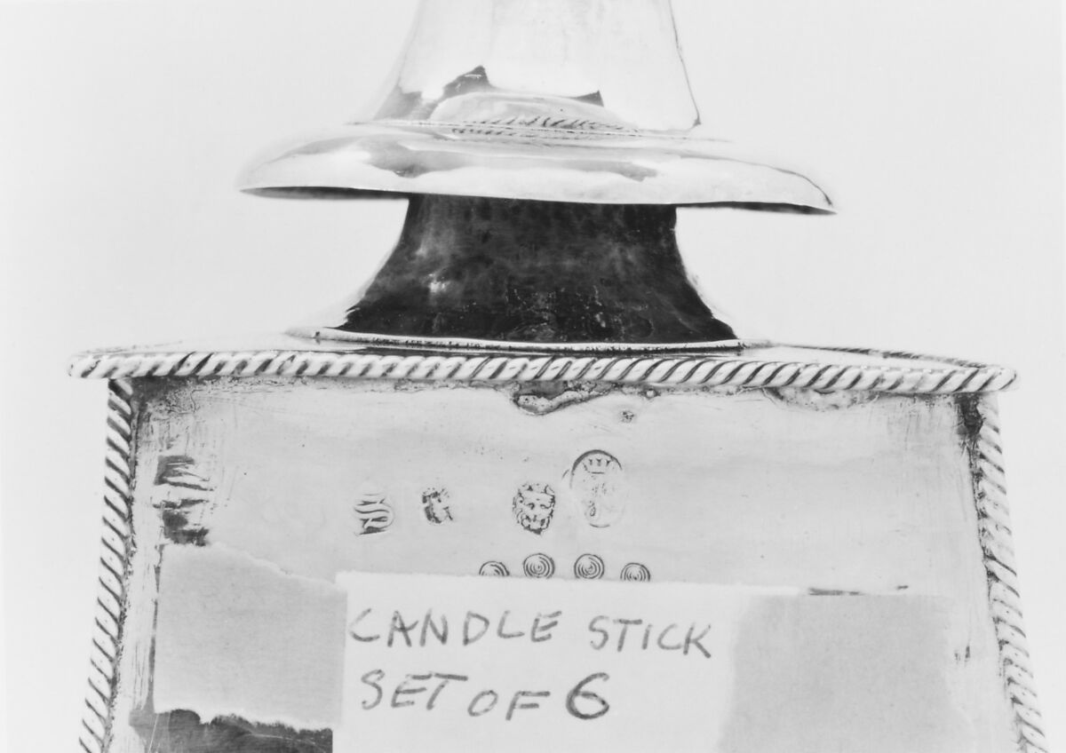 Candlestick (one of a set of six), I. O. (probably), York (ca. 1681–1682), Silver, British, York