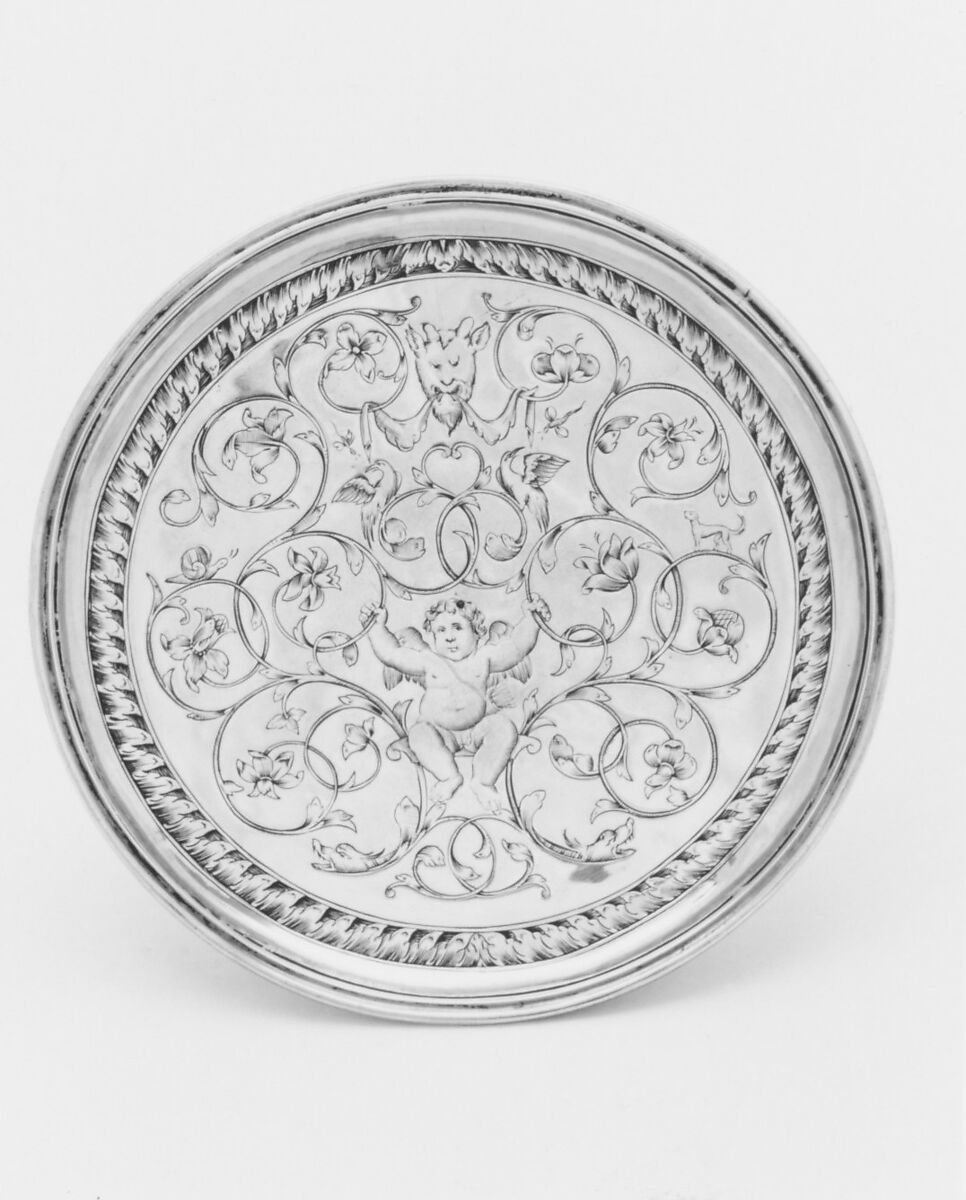 Bowl with cover and stand, F.S.S. (British, probably London, ca. 1680–90), Silver, silver gilt, British