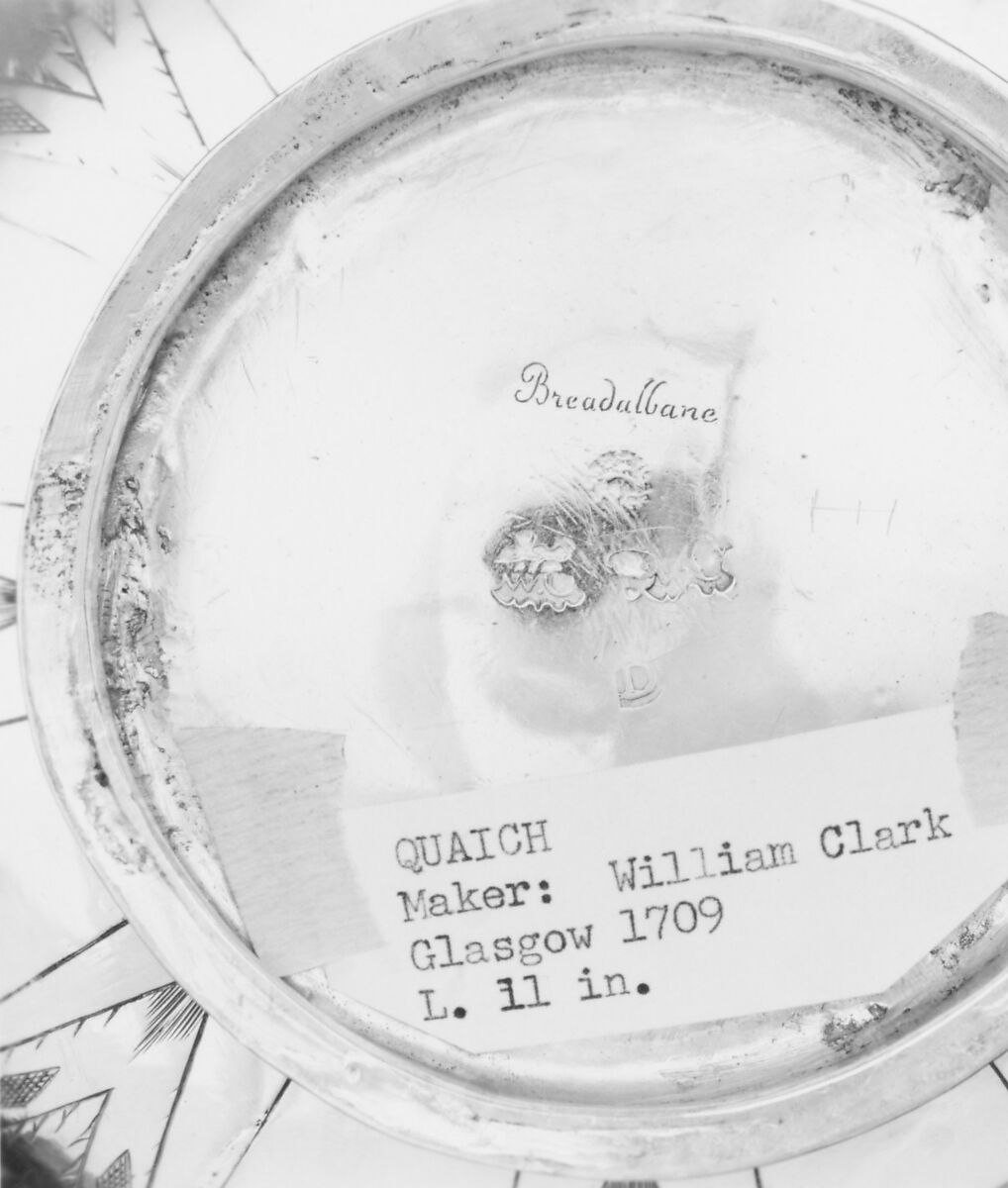 Quaich, William Clark (adm. 1693), Silver, Scottish, Glasgow