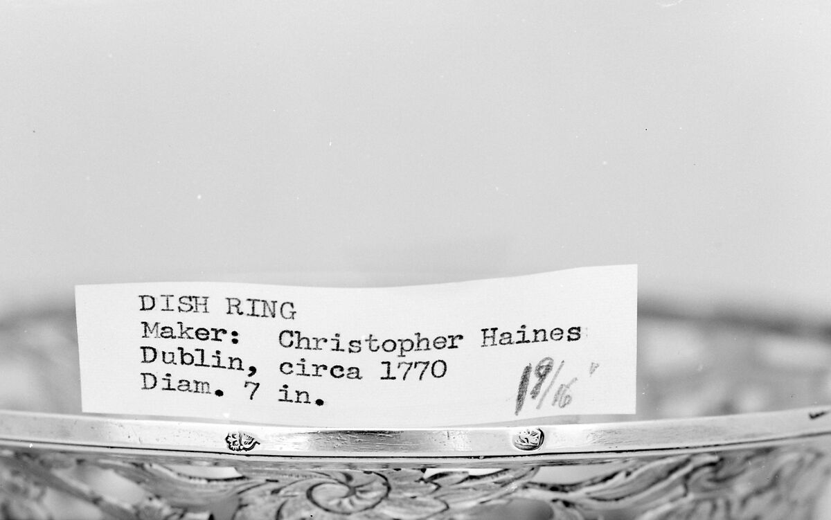 Dish ring, Christopher Haines, Silver, Irish, Dublin