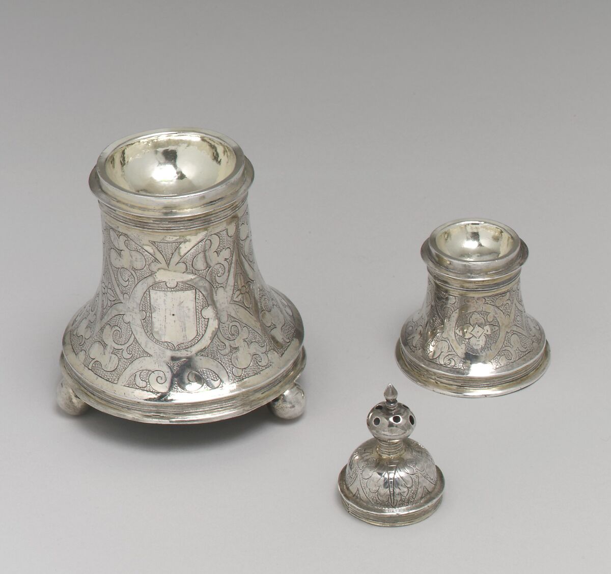 Bell-shaped salt, T. S., London (ca. 1600–1601), Silver gilt, British, London