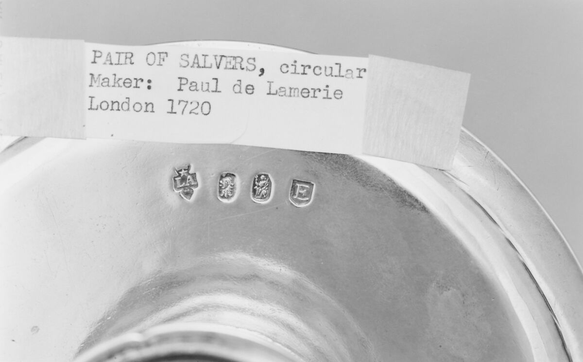 Pair of salvers on pedestal feet, Paul de Lamerie (British, 1688–1751, active 1712–51), Silver, British, London