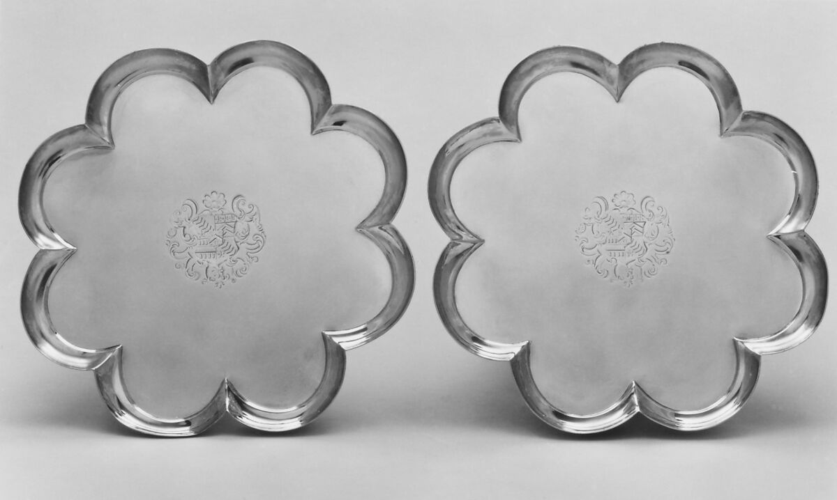 Pair of salvers, Simon Pantin II (entered 1729, died 1733), Silver, British, London 