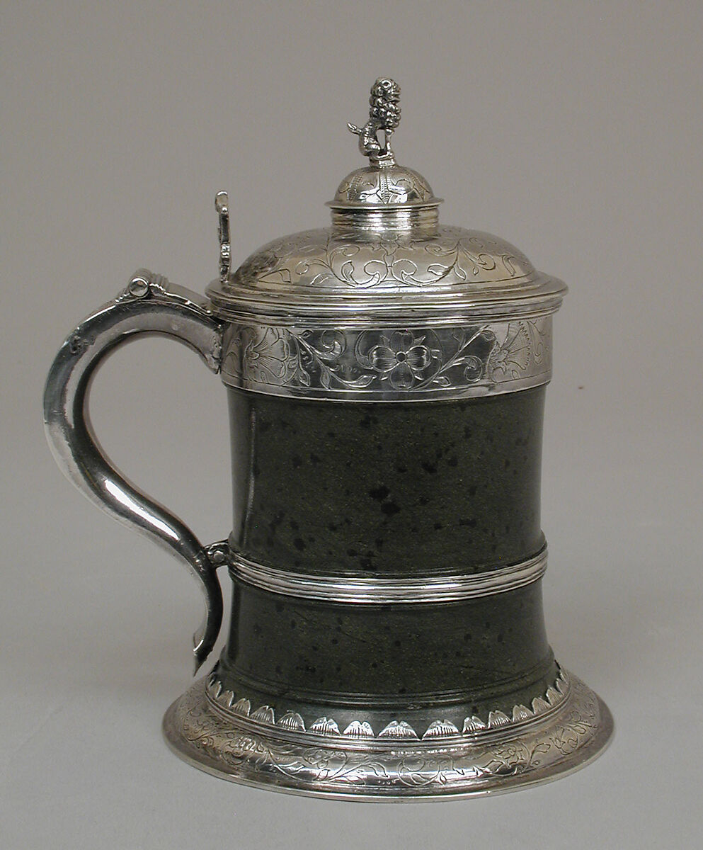 Tankard, Serpentine, silver, British