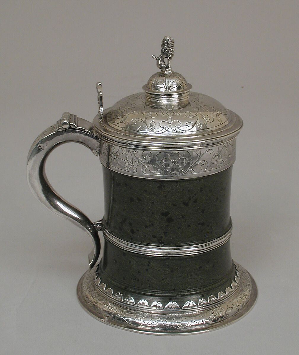 Tankard, Serpentine, silver, British