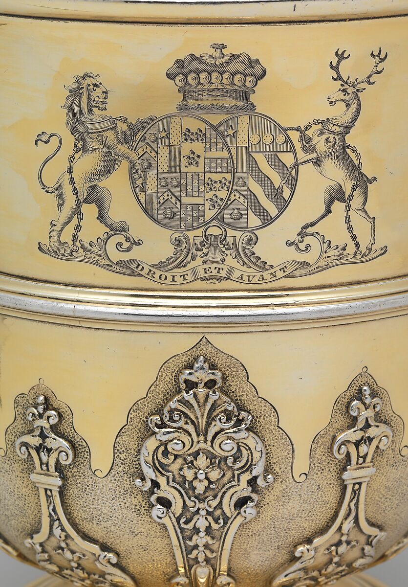 Two-handled cup with cover, Thomas Farren (British, active ca. 1707–d. 1743), Silver gilt, British, London
