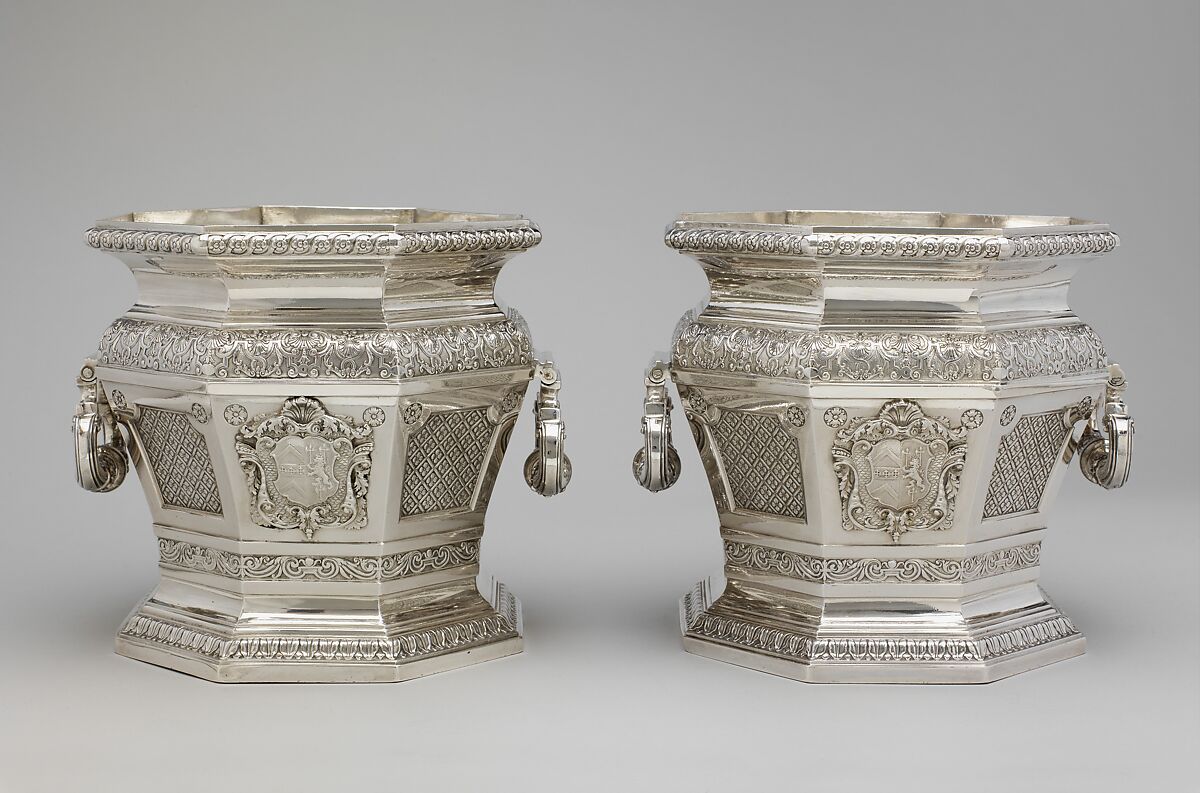 Wine cooler (one of a pair), William Lukin I (British, active 1699– ca.1755), Silver, British, London