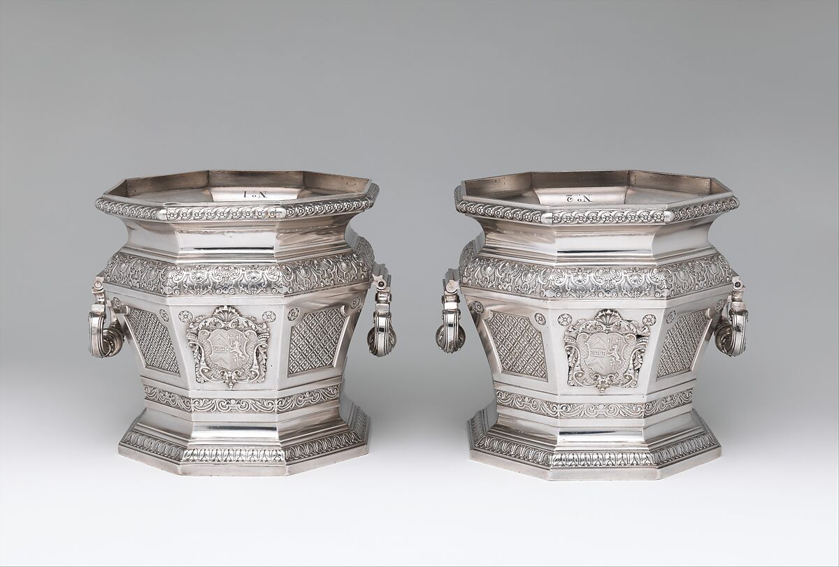 Wine cooler (one of a pair), William Lukin I (British, active 1699– ca.1755), Silver, British, London