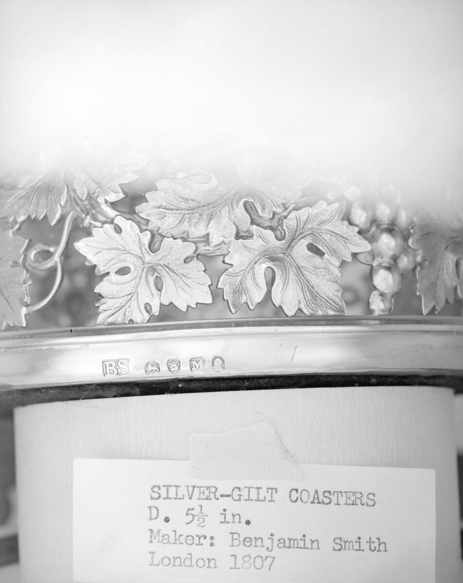 Pair of coasters, Benjamin Smith, II (British, Birmingham 1764–1823 London), Gilt silver, British, London