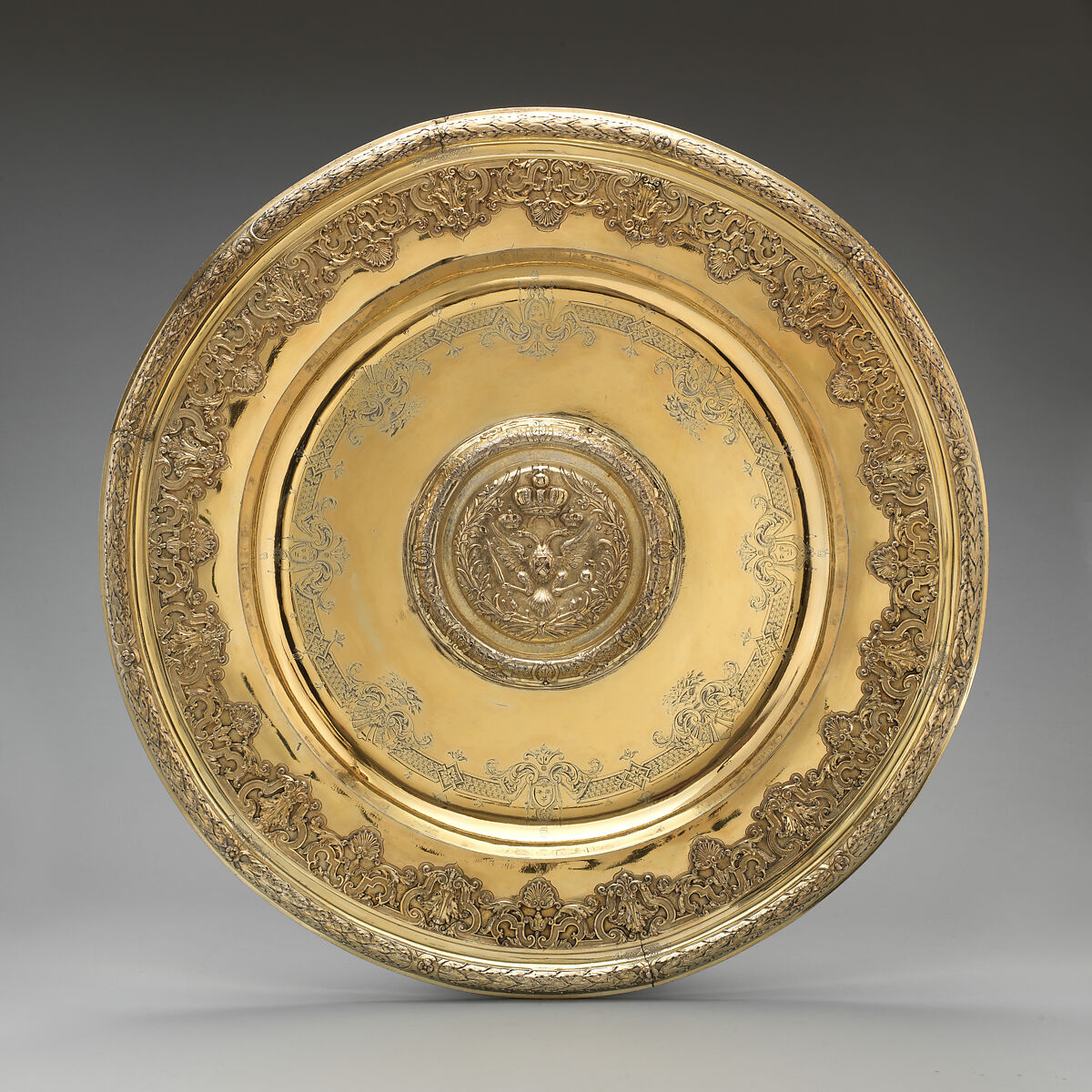 Basin, Samuel Margas Jr. (British, active 1714–33), Silver gilt, British, London 