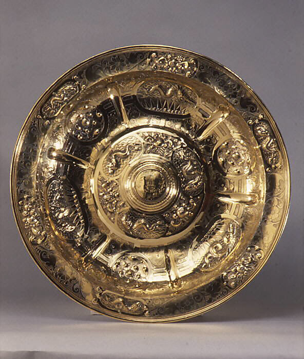 Basin, Symon Owen (active 1595–1624), Gilt silver, British, London 