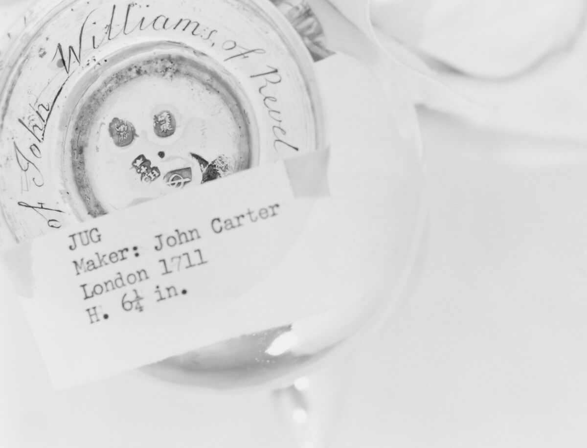 Jug with cover, John Chartier (active 1697–1715), Silver, wood, British, London