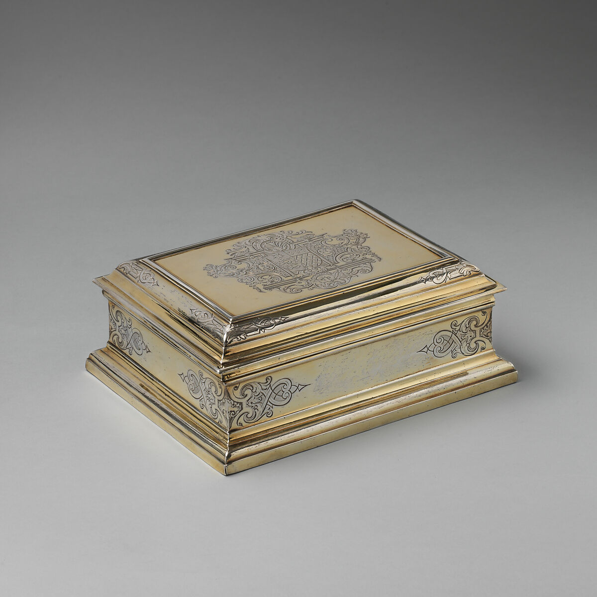 Casket, James Fraillon (active 1706–1727/28), Silver gilt, British, London 