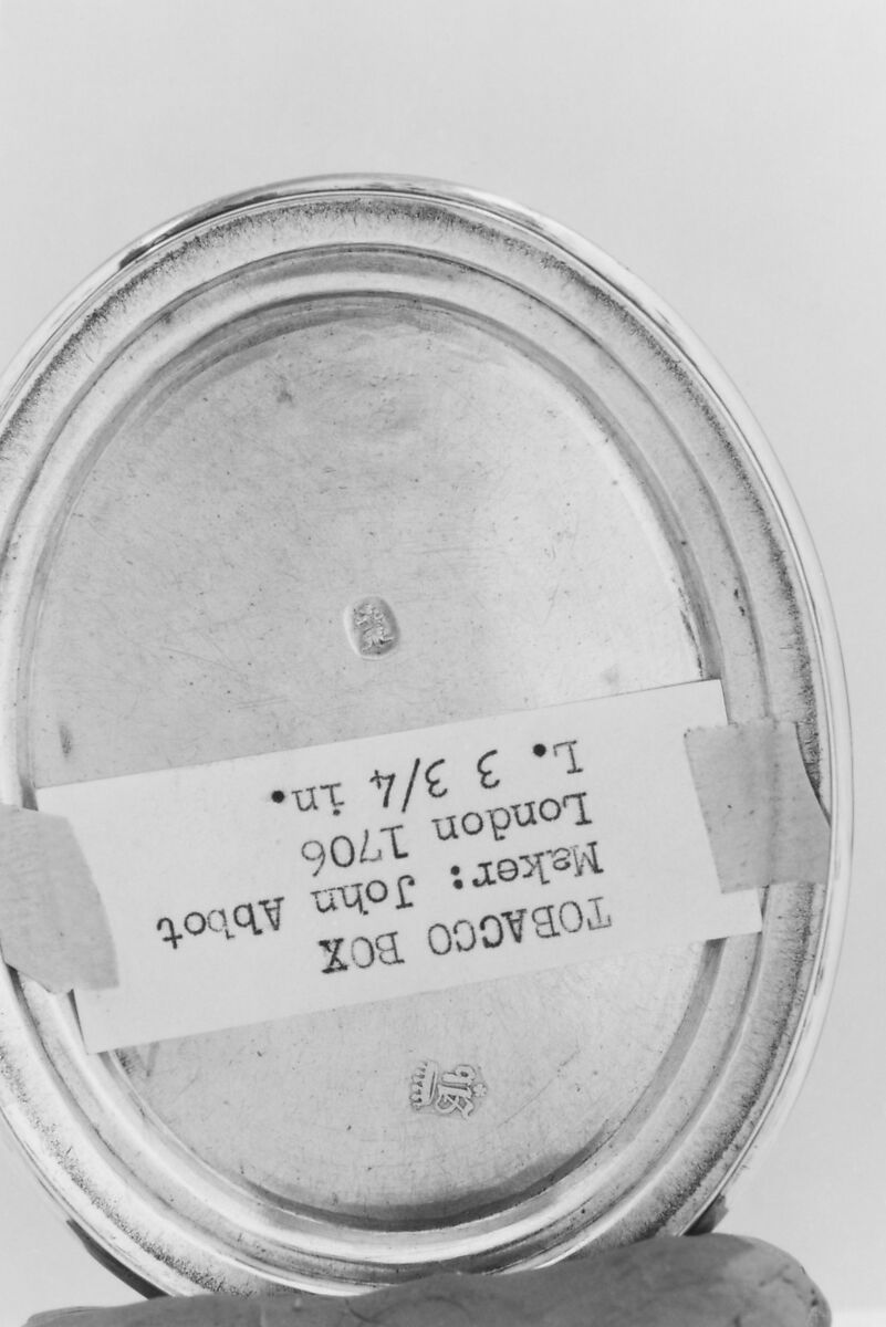 Tobacco box, John Abbott (active 1706–1720), Silver, British, London